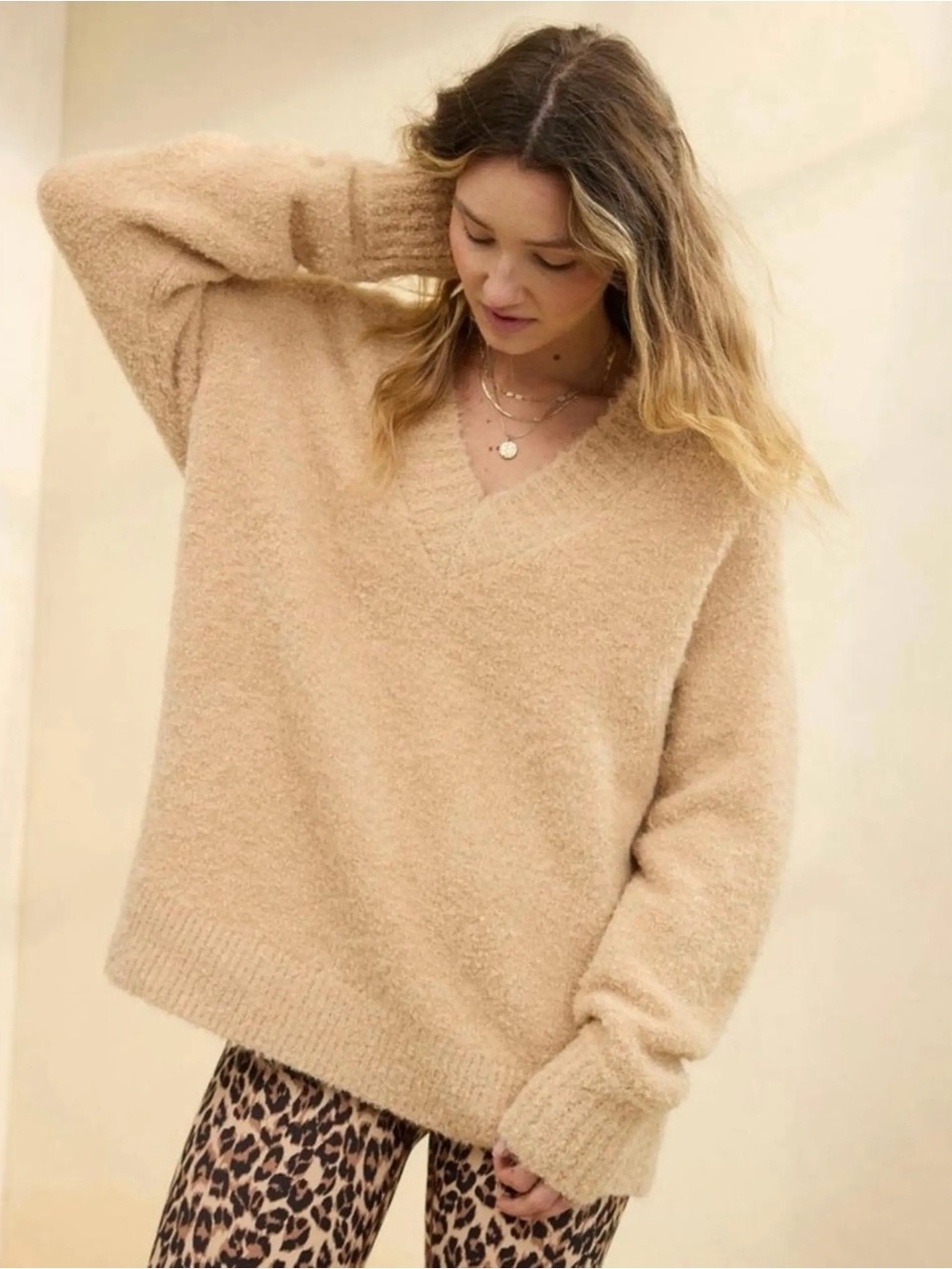 Aerie Wool Blend Teddy Boucle Sweater Size XXS Super Oversized
